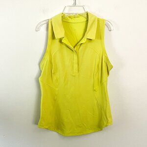 lululemon // quick-dry highlighter yellow golf tennis sleeveless polo shirt M